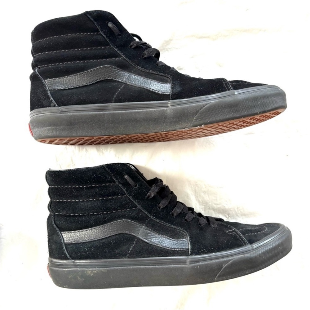 Vans Black Sk8-Hi Suede High-Top Sneakers with Red Tongue Tag - Picture 10 of 12
